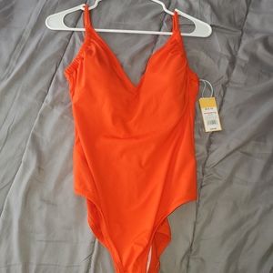 Orange one piece bathing suit